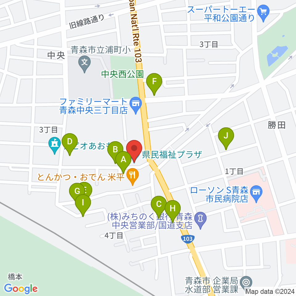 青森県民福祉プラザ周辺の駐車場・コインパーキング一覧地図