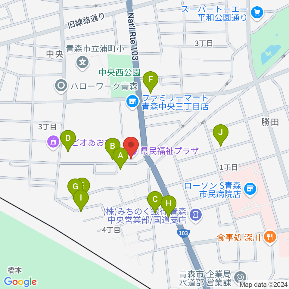 青森県民福祉プラザ周辺の駐車場・コインパーキング一覧地図