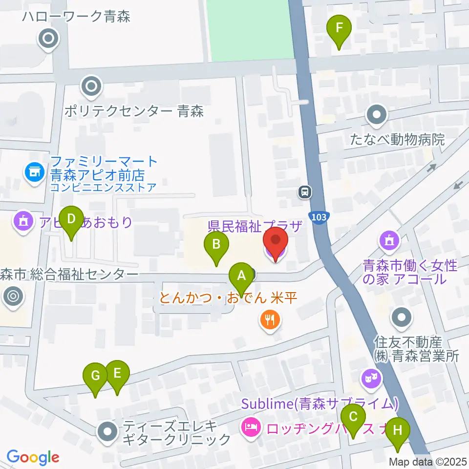 青森県民福祉プラザ周辺の駐車場・コインパーキング一覧地図