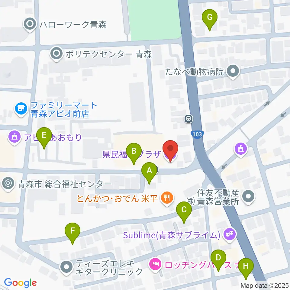青森県民福祉プラザ周辺の駐車場・コインパーキング一覧地図