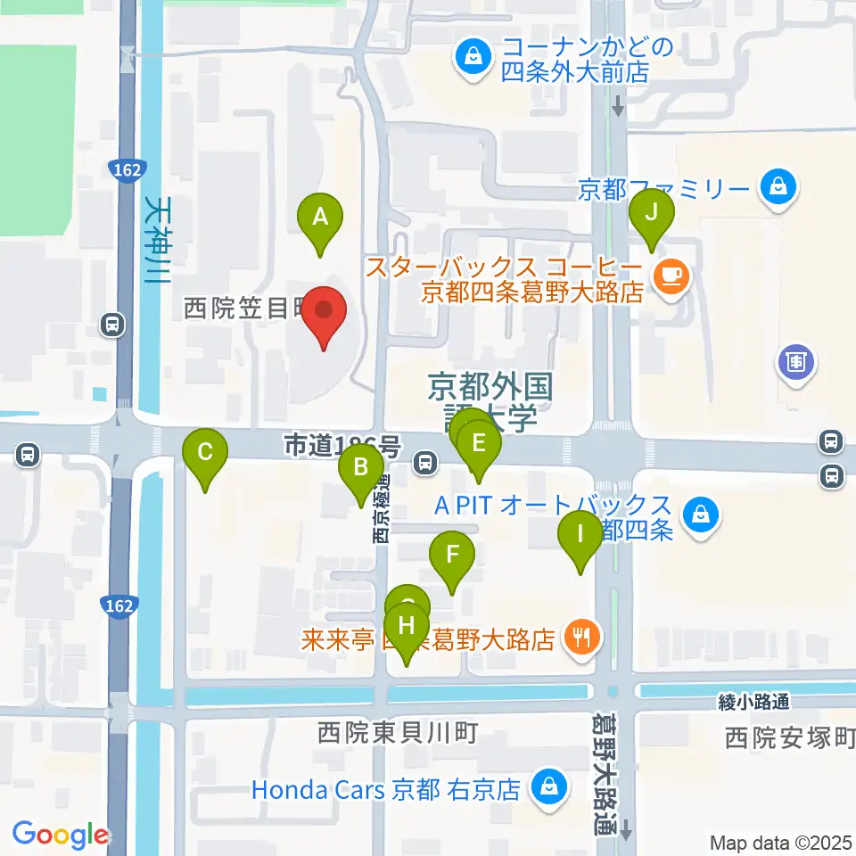 京都外国語大学 森田記念講堂周辺の駐車場・コインパーキング一覧地図