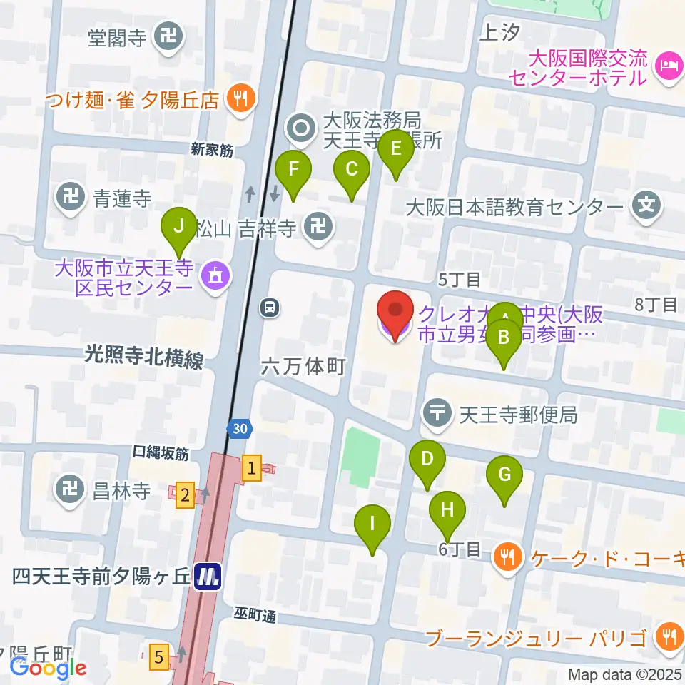 クレオ大阪中央周辺の駐車場・コインパーキング一覧地図