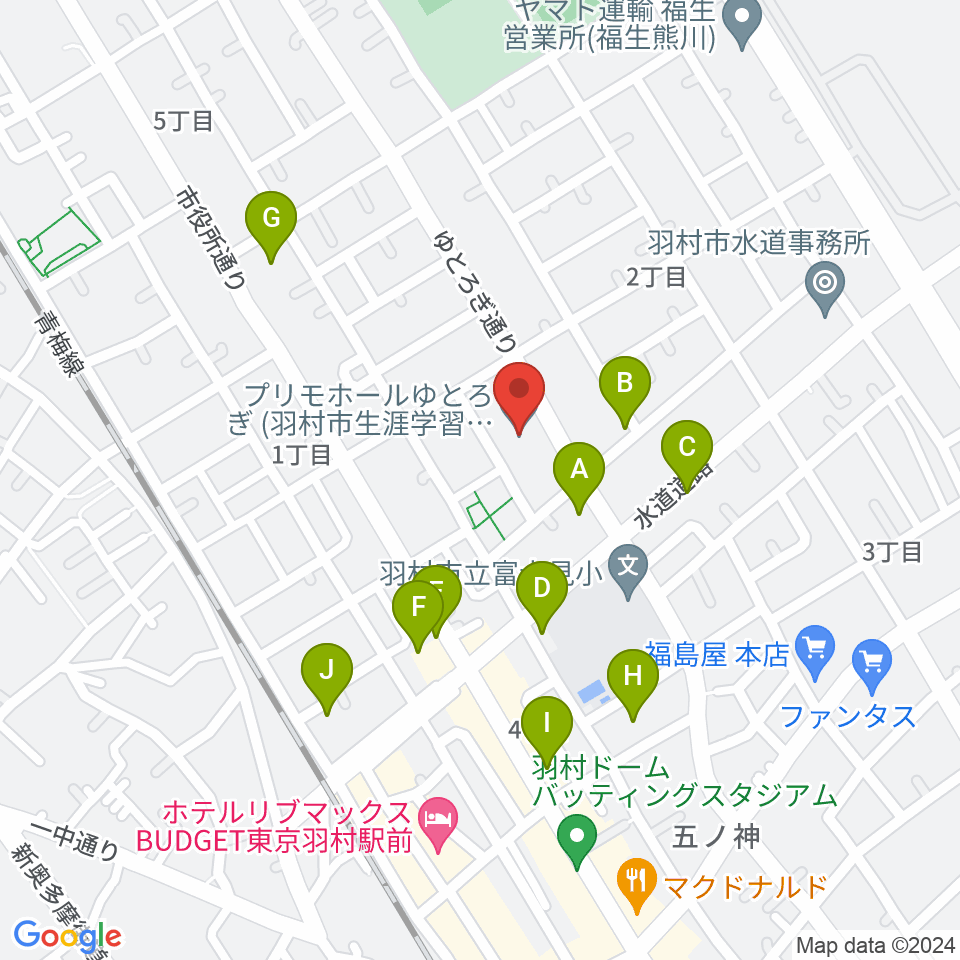 プリモホールゆとろぎ周辺の駐車場・コインパーキング一覧地図