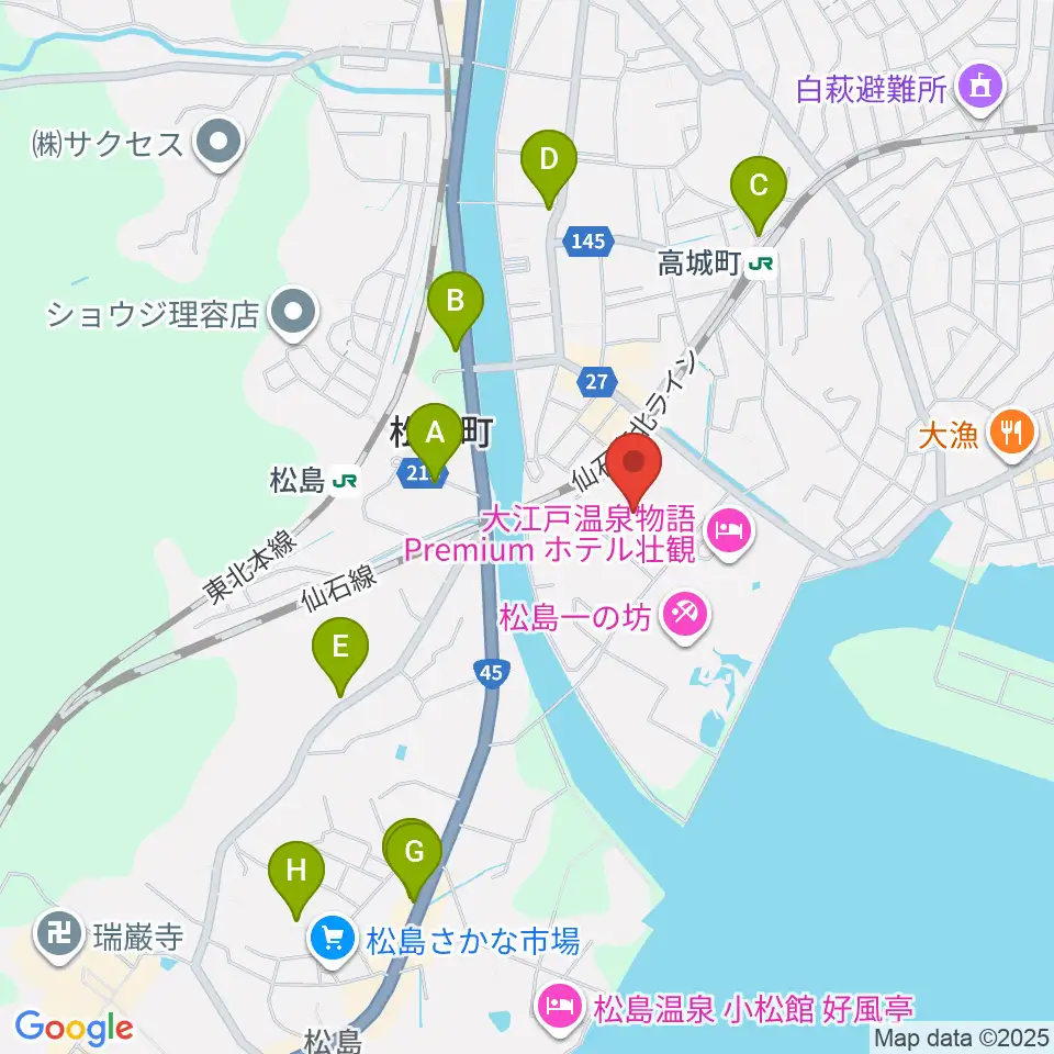 松島町文化観光交流館 アトレ・るHall周辺の駐車場・コインパーキング一覧地図