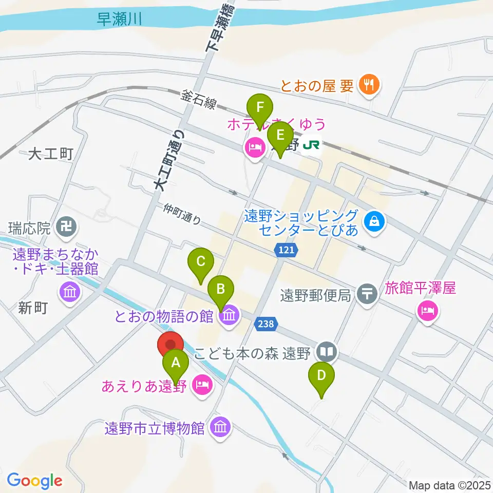 遠野市民センター周辺の駐車場・コインパーキング一覧地図