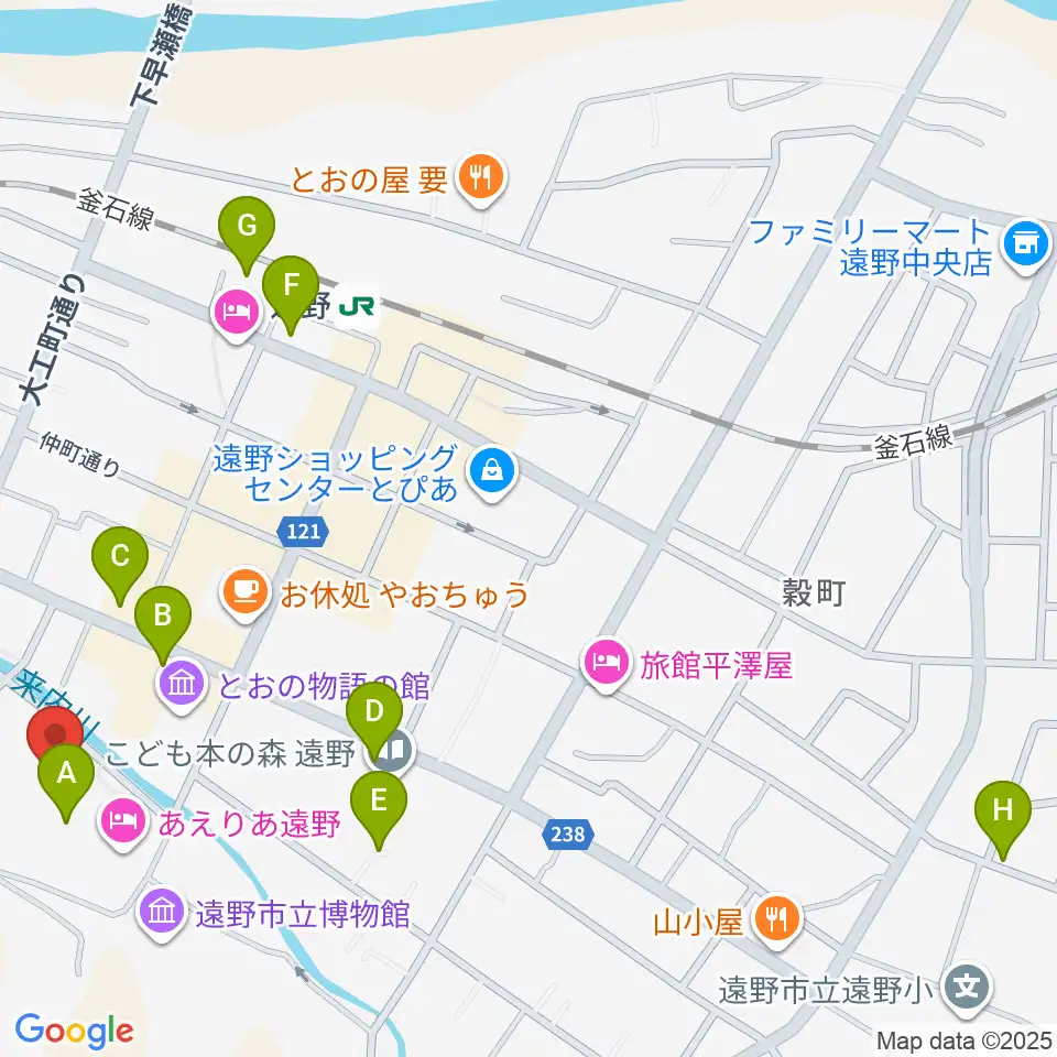 遠野市民センター周辺の駐車場・コインパーキング一覧地図