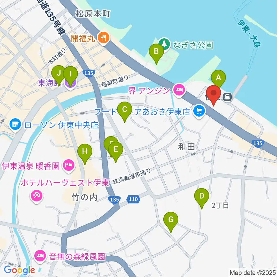 伊東市観光会館周辺の駐車場・コインパーキング一覧地図