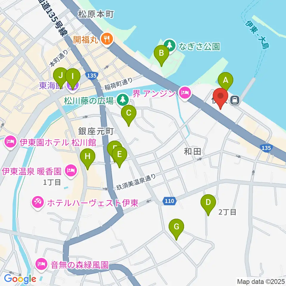 伊東市観光会館周辺の駐車場・コインパーキング一覧地図