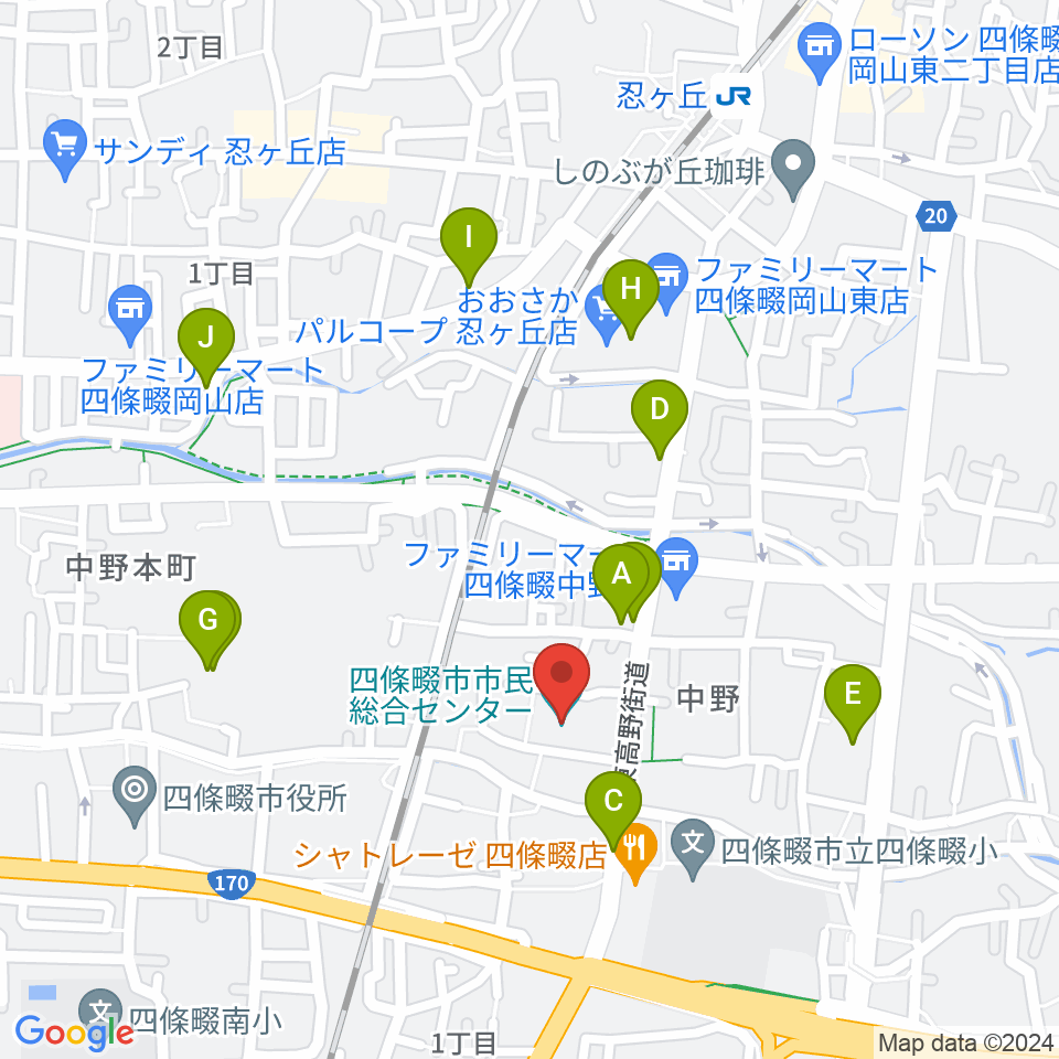 四條畷市市民総合センター周辺の駐車場・コインパーキング一覧地図