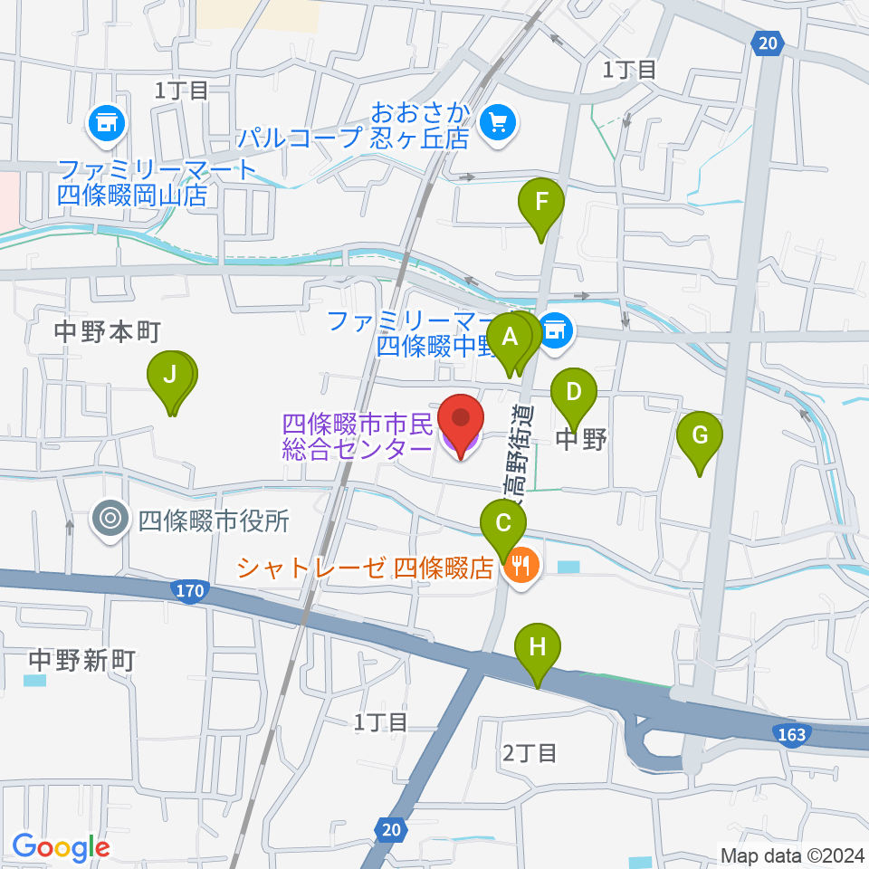 四條畷市市民総合センター周辺の駐車場・コインパーキング一覧地図