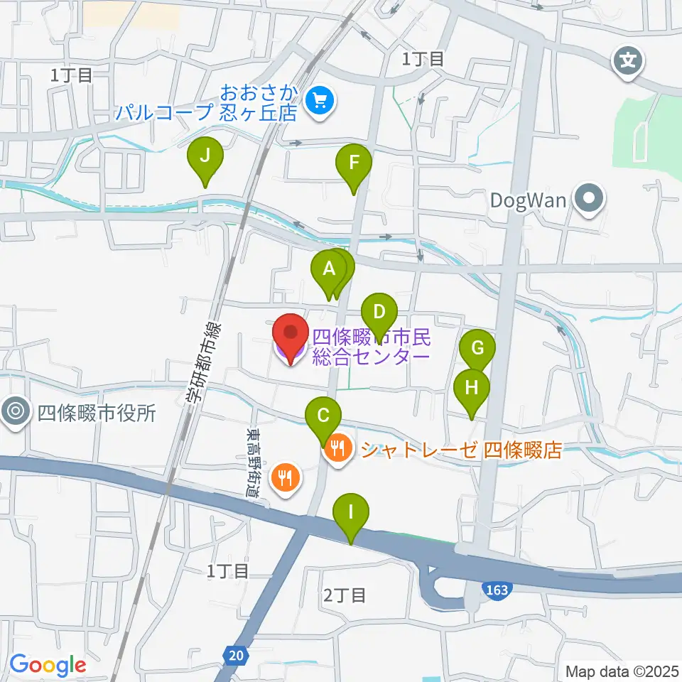 四條畷市市民総合センター周辺の駐車場・コインパーキング一覧地図