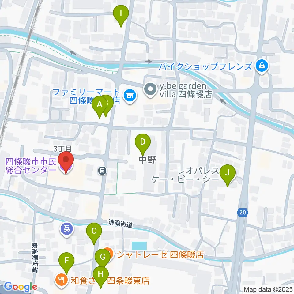 四條畷市市民総合センター周辺の駐車場・コインパーキング一覧地図