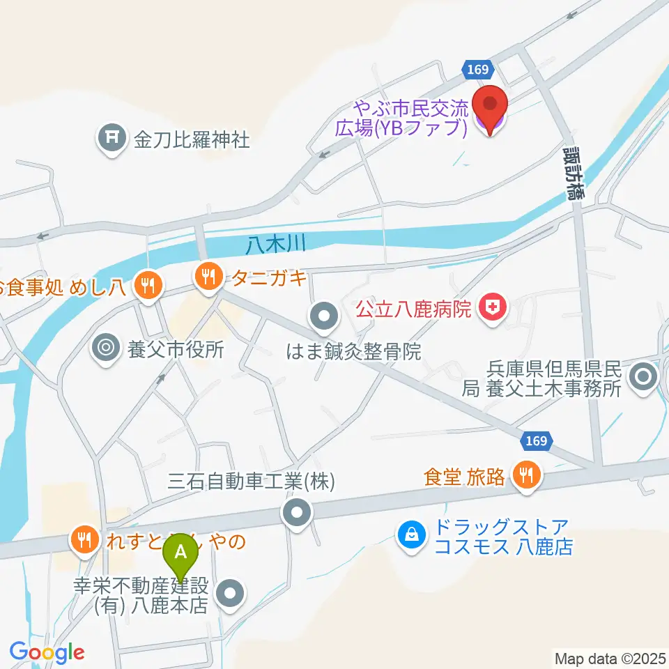 やぶ市民交流広場 YBファブ周辺の駐車場・コインパーキング一覧地図