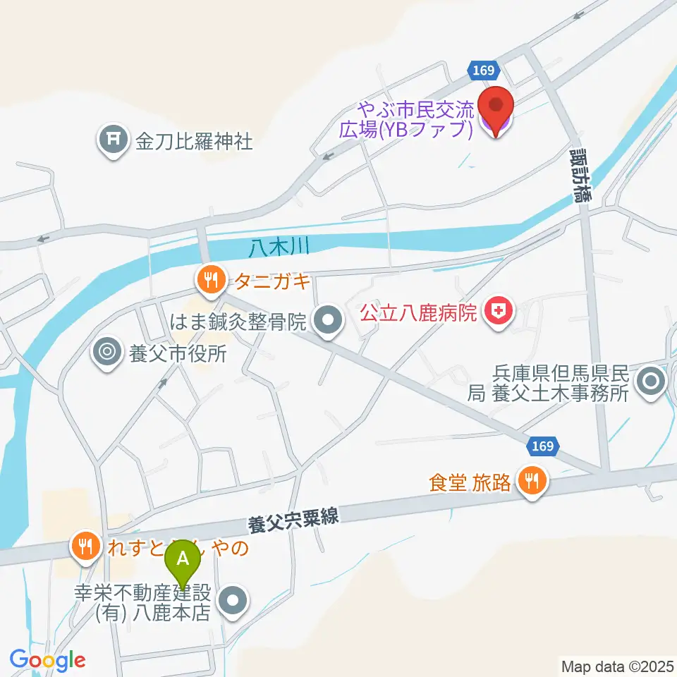 やぶ市民交流広場 YBファブ周辺の駐車場・コインパーキング一覧地図