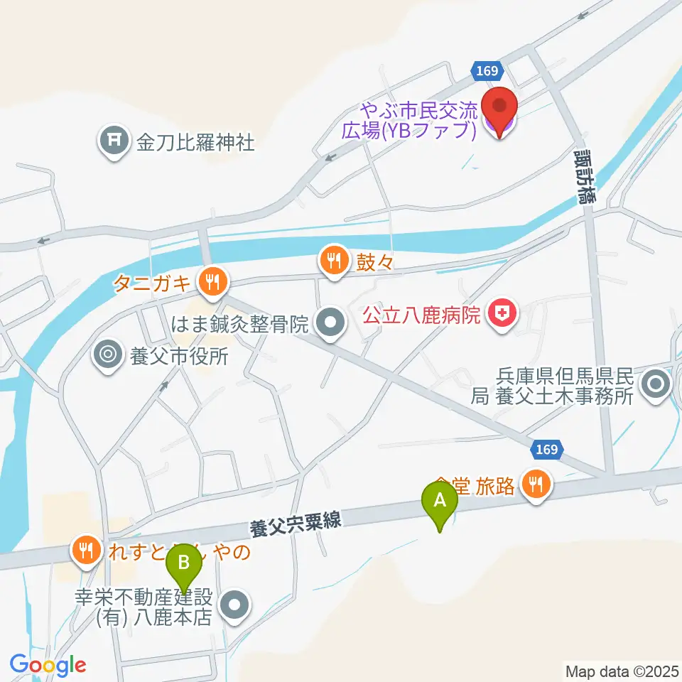 やぶ市民交流広場 YBファブ周辺の駐車場・コインパーキング一覧地図