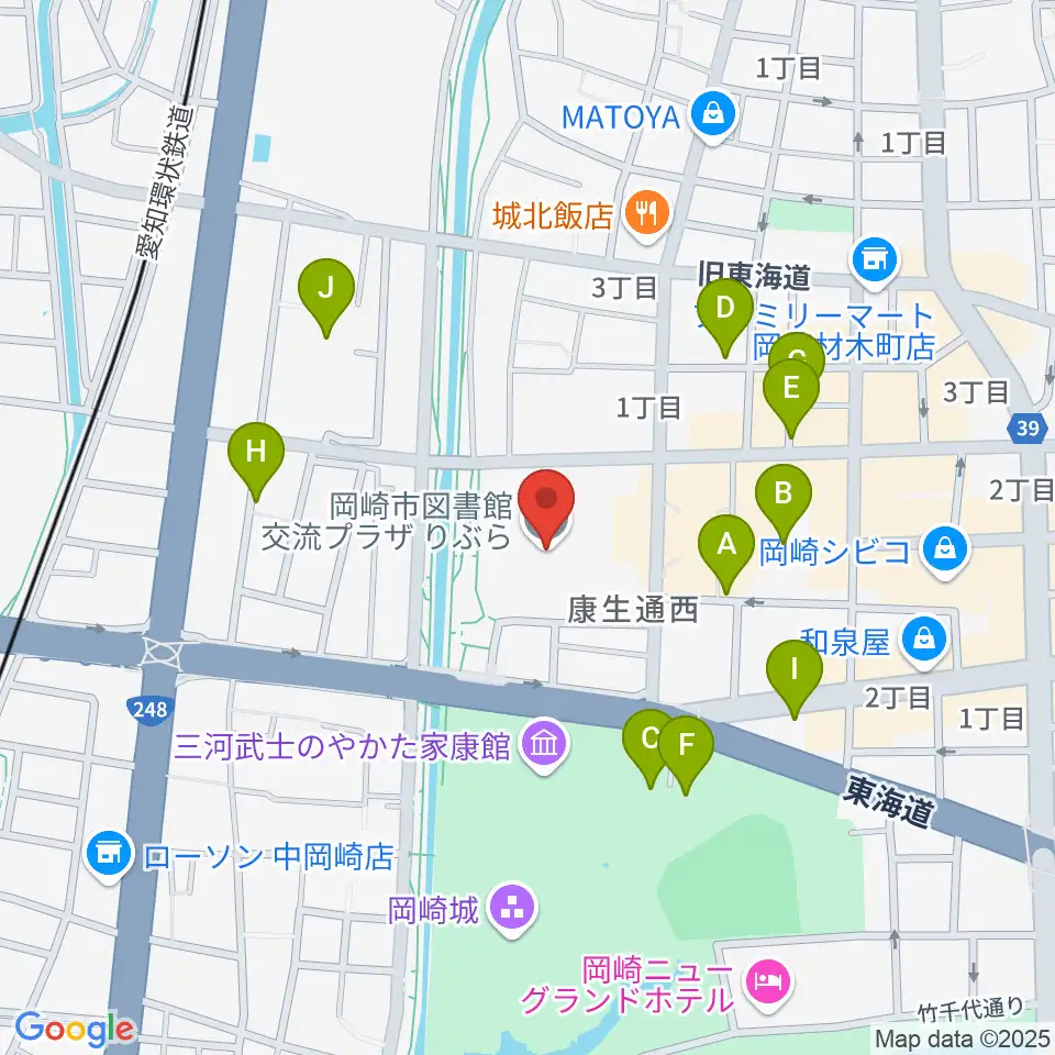 岡崎市図書館交流プラザ りぶら周辺の駐車場・コインパーキング一覧地図
