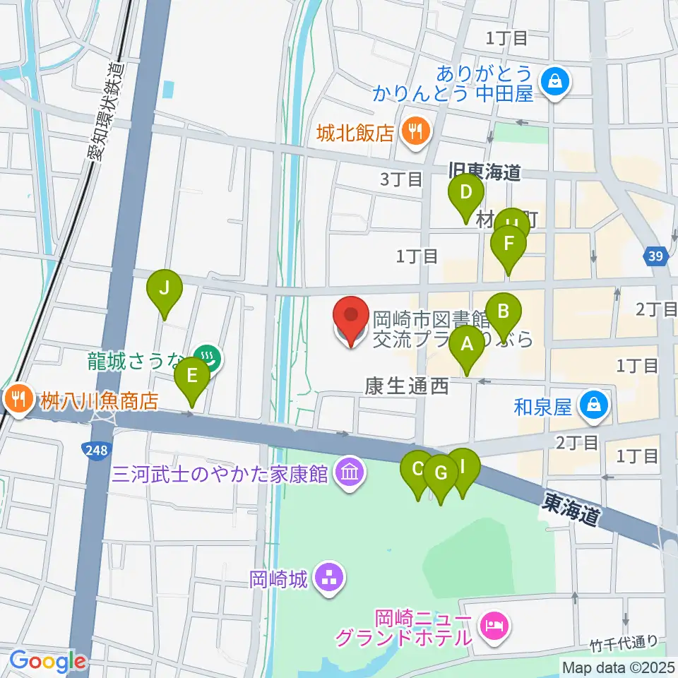 岡崎市図書館交流プラザ りぶら周辺の駐車場・コインパーキング一覧地図