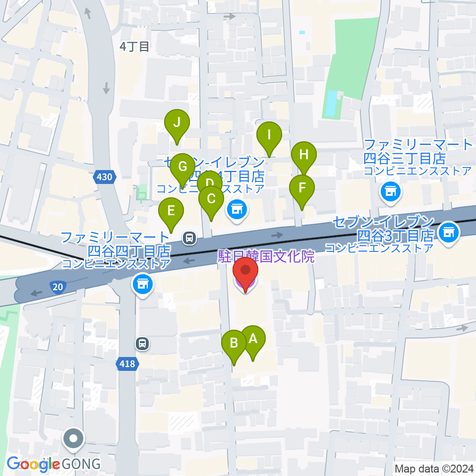 韓国文化院ハンマダンホール周辺の駐車場・コインパーキング一覧地図