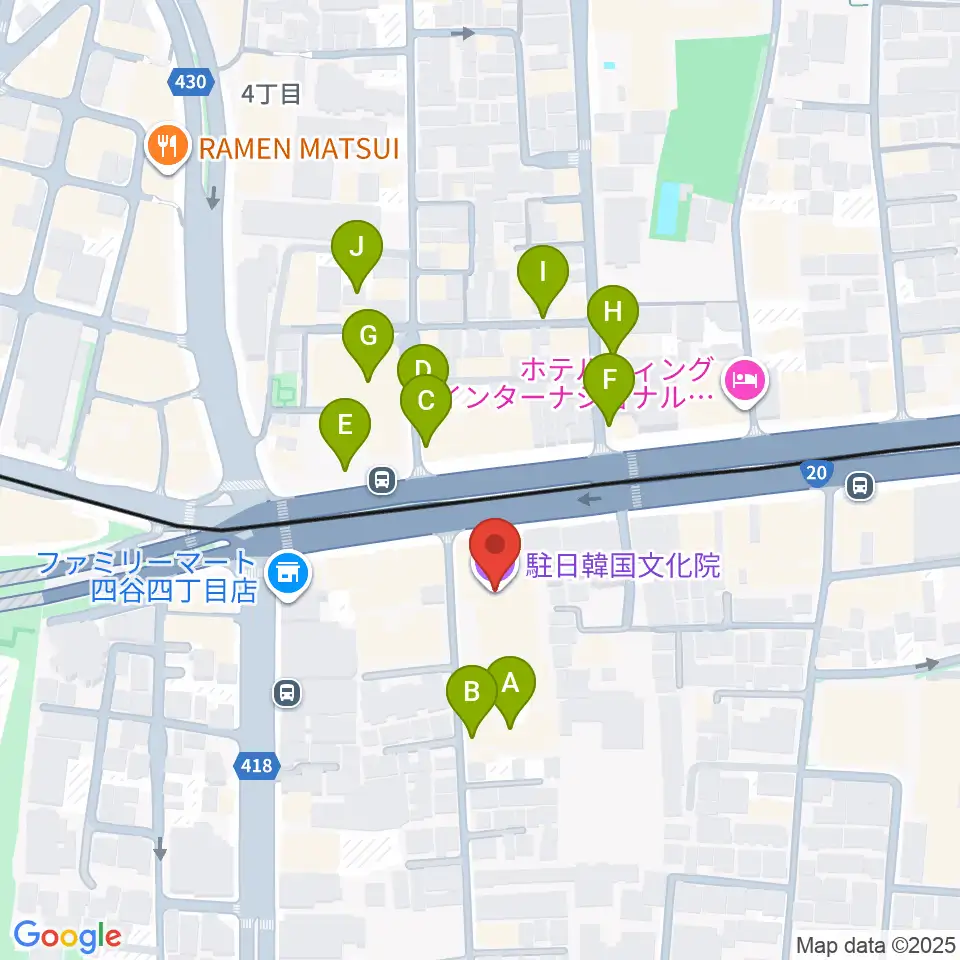 韓国文化院ハンマダンホール周辺の駐車場・コインパーキング一覧地図