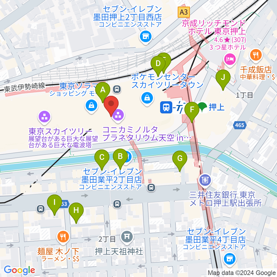 プラネタリウム天空周辺の駐車場・コインパーキング一覧地図