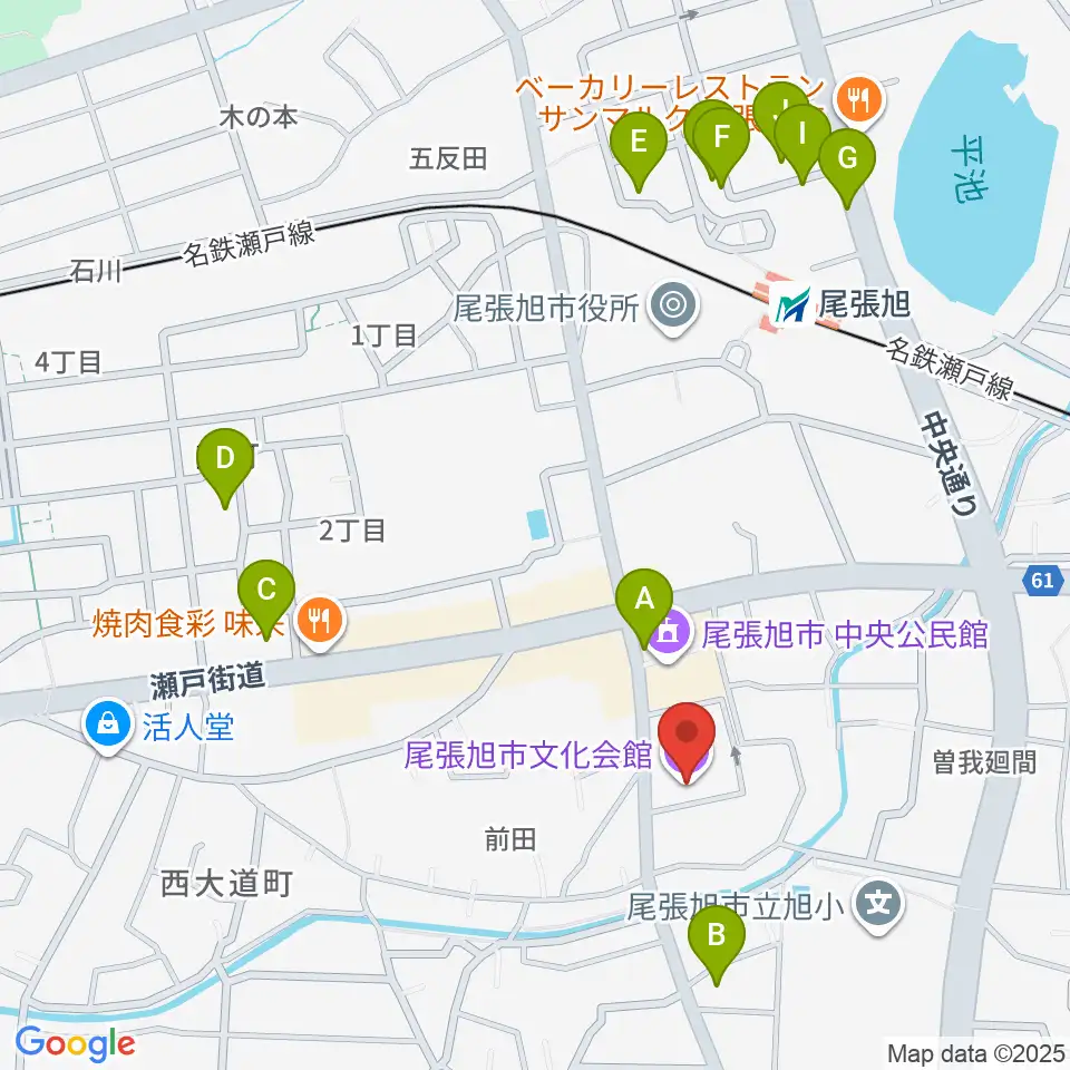 尾張旭市文化会館周辺の駐車場・コインパーキング一覧地図