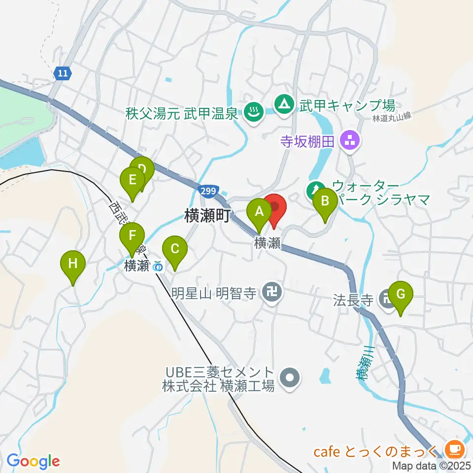 横瀬町町民会館周辺の駐車場・コインパーキング一覧地図