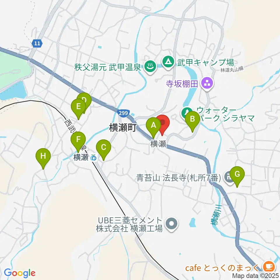 横瀬町町民会館周辺の駐車場・コインパーキング一覧地図