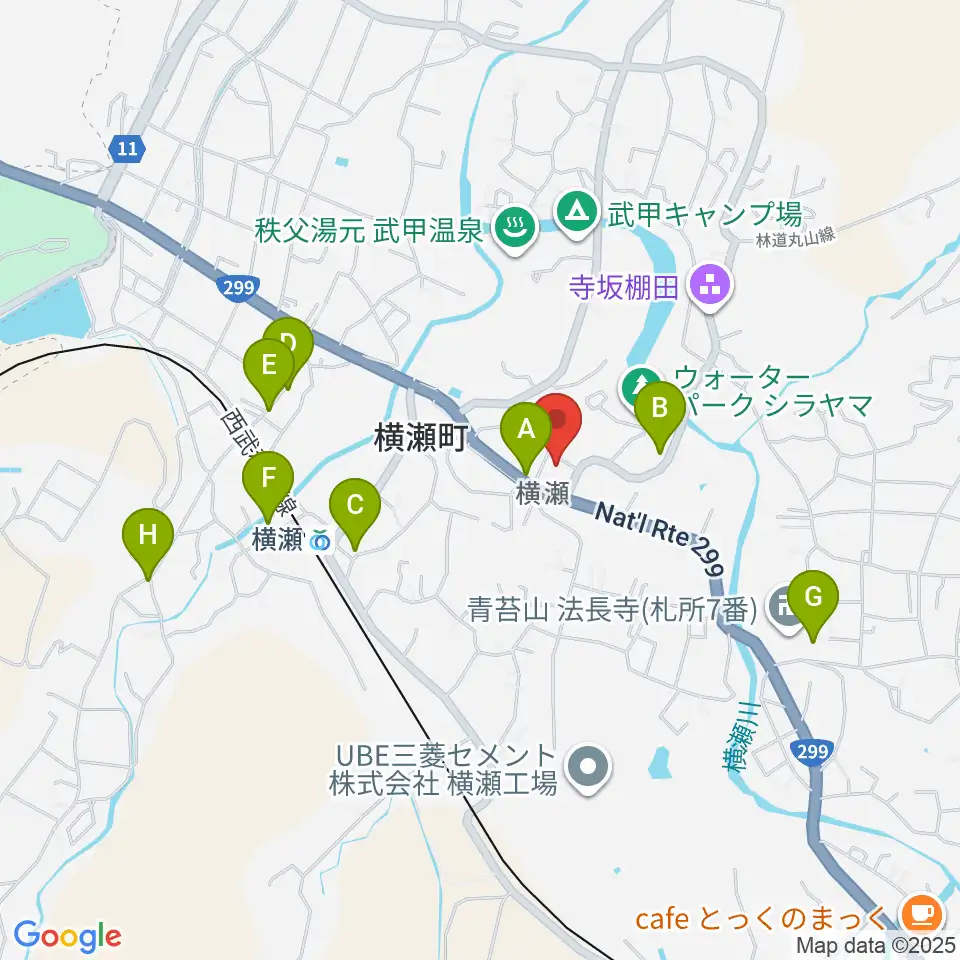 横瀬町町民会館周辺の駐車場・コインパーキング一覧地図