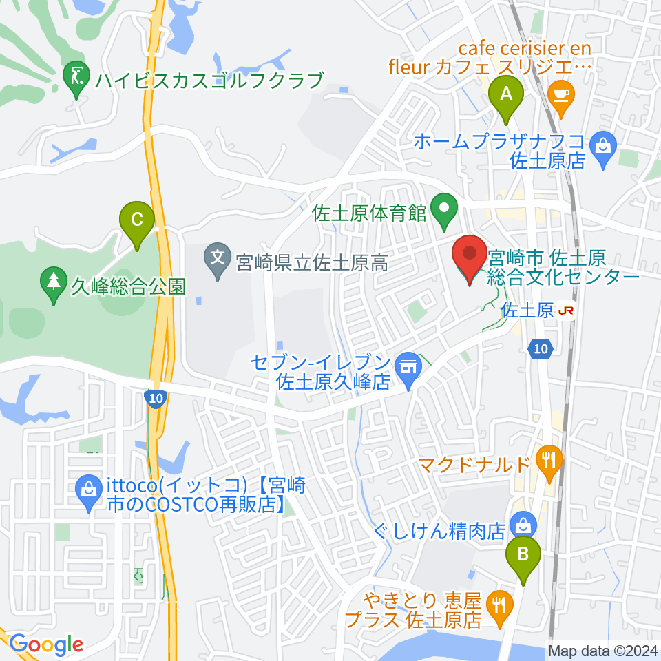 宮崎市佐土原総合文化センター周辺の駐車場・コインパーキング一覧地図