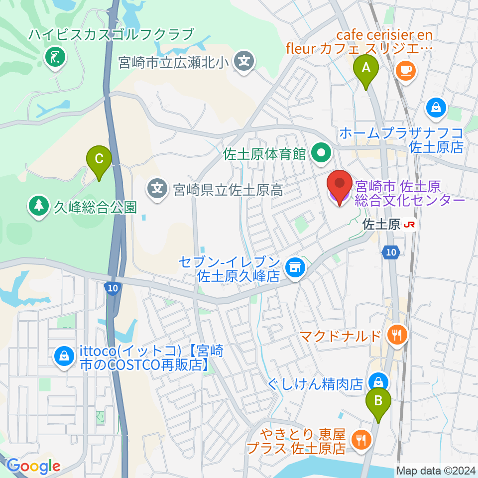 宮崎市佐土原総合文化センター周辺の駐車場・コインパーキング一覧地図