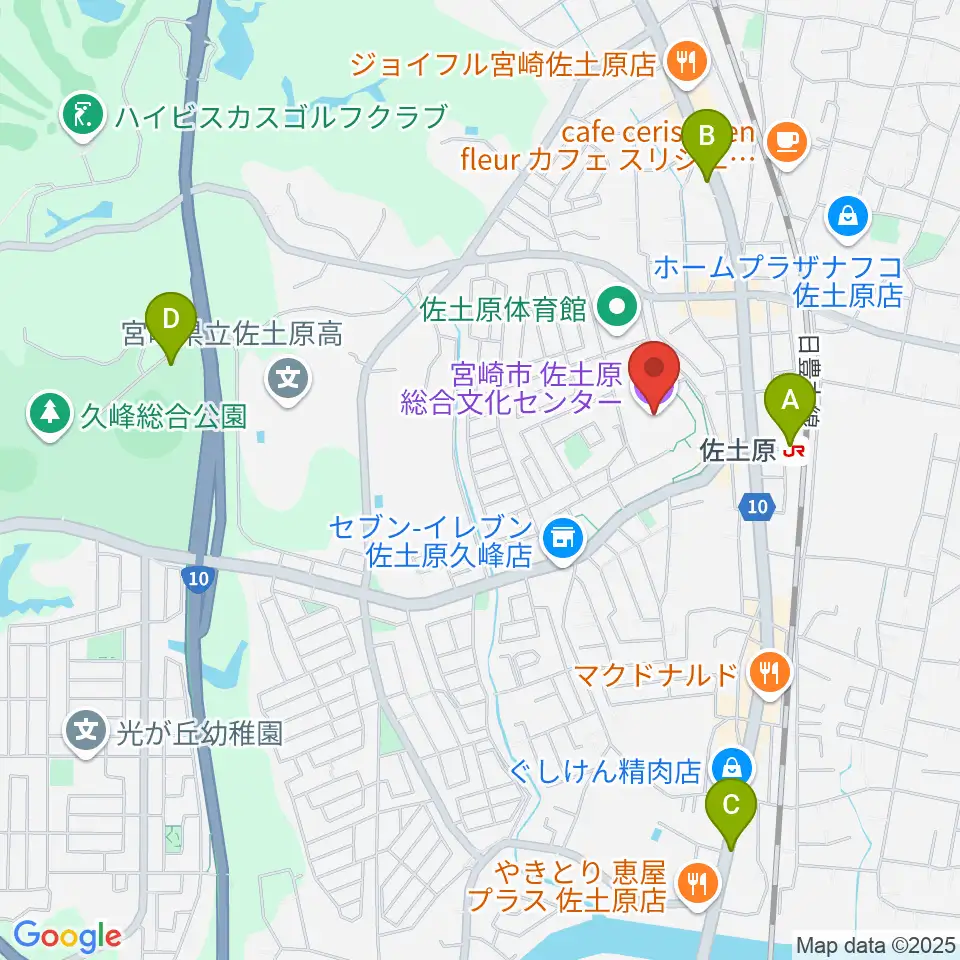 宮崎市佐土原総合文化センター周辺の駐車場・コインパーキング一覧地図