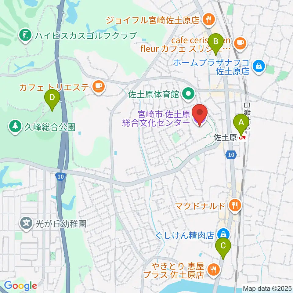 宮崎市佐土原総合文化センター周辺の駐車場・コインパーキング一覧地図