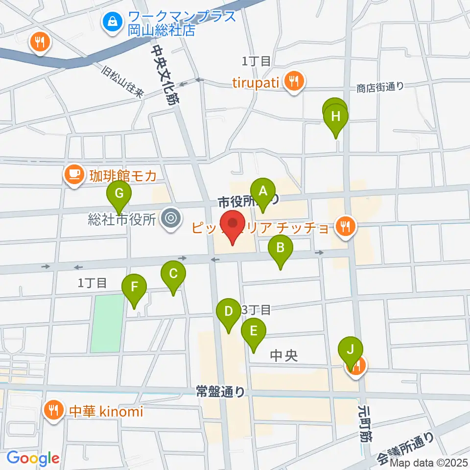総社市民会館周辺の駐車場・コインパーキング一覧地図