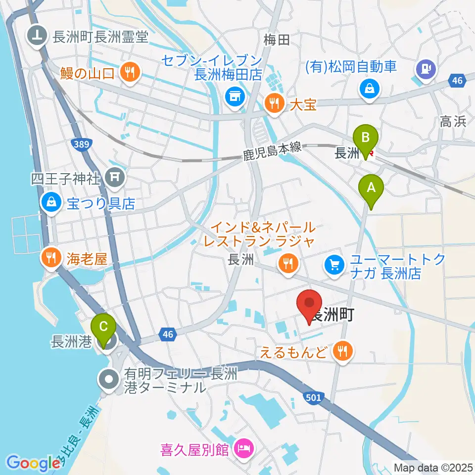 ながす未来館周辺の駐車場・コインパーキング一覧地図