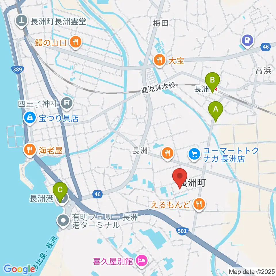 ながす未来館周辺の駐車場・コインパーキング一覧地図
