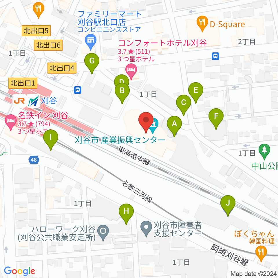 刈谷市産業振興センター周辺の駐車場・コインパーキング一覧地図