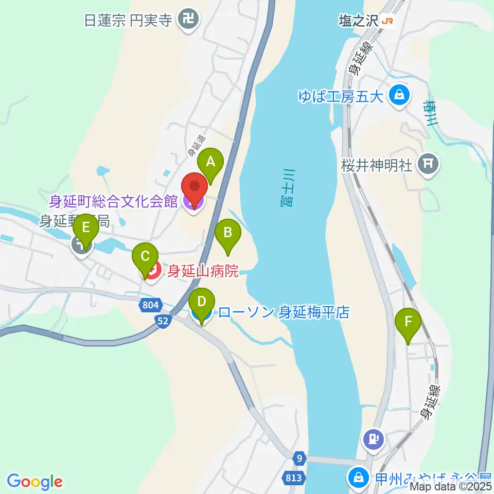 身延町総合文化会館周辺の駐車場・コインパーキング一覧地図