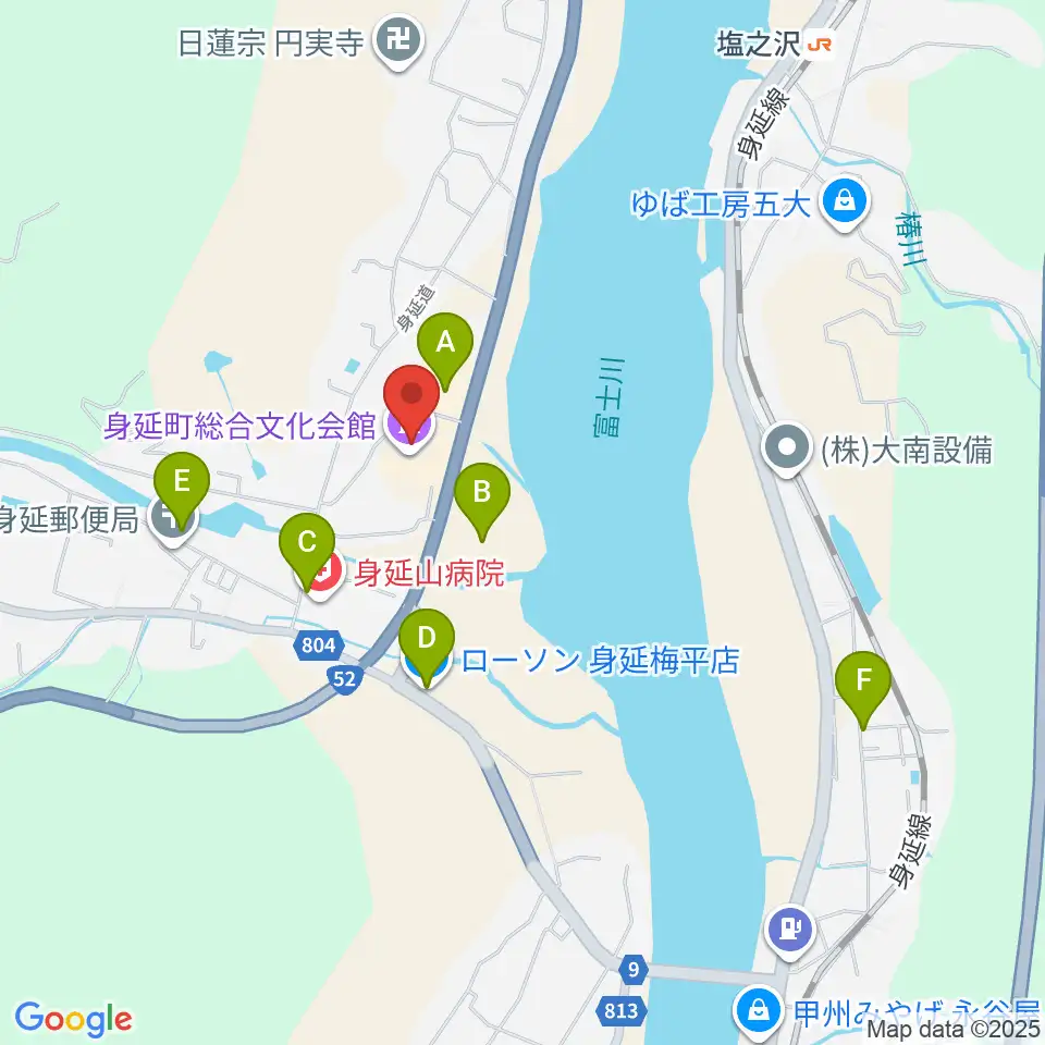 身延町総合文化会館周辺の駐車場・コインパーキング一覧地図