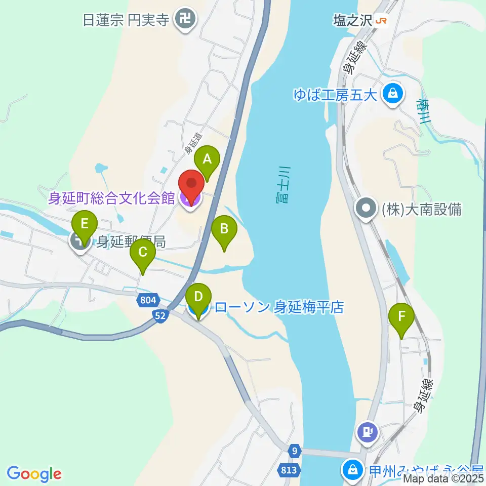 身延町総合文化会館周辺の駐車場・コインパーキング一覧地図