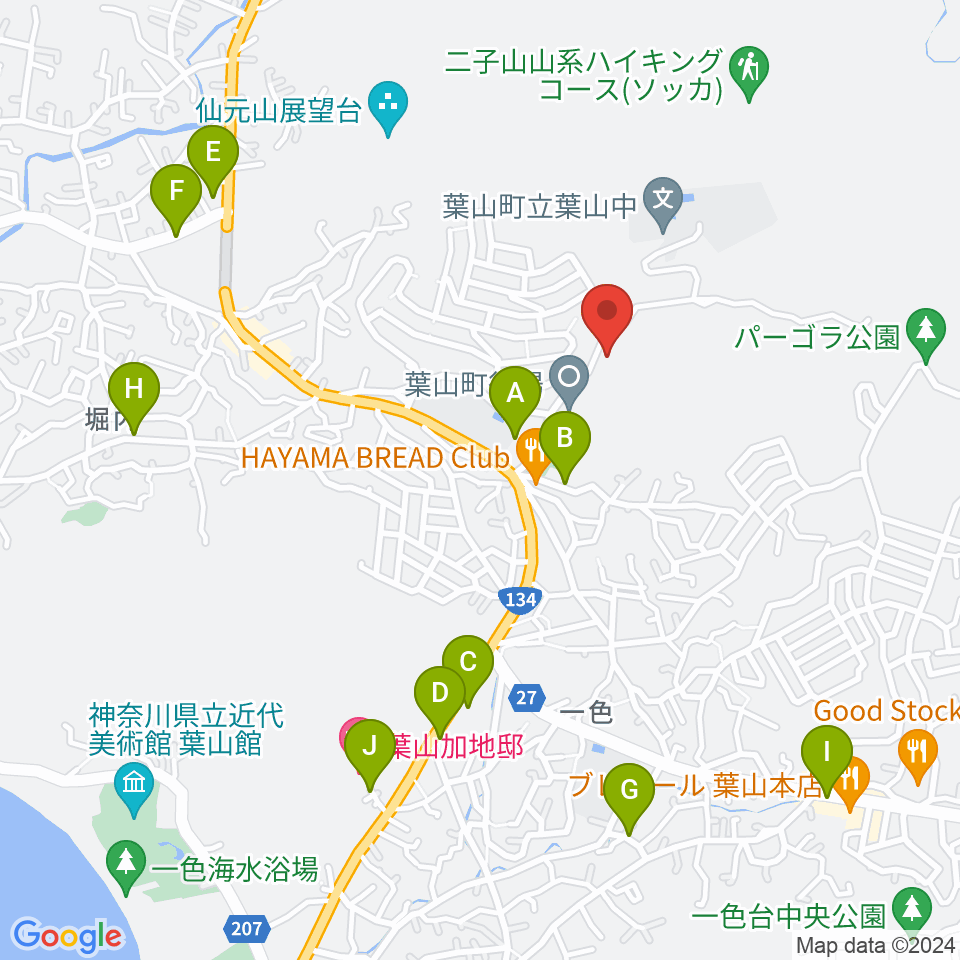 葉山町福祉文化会館周辺の駐車場・コインパーキング一覧地図