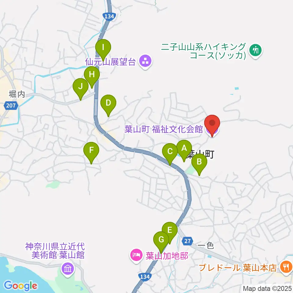 葉山町福祉文化会館周辺の駐車場・コインパーキング一覧地図