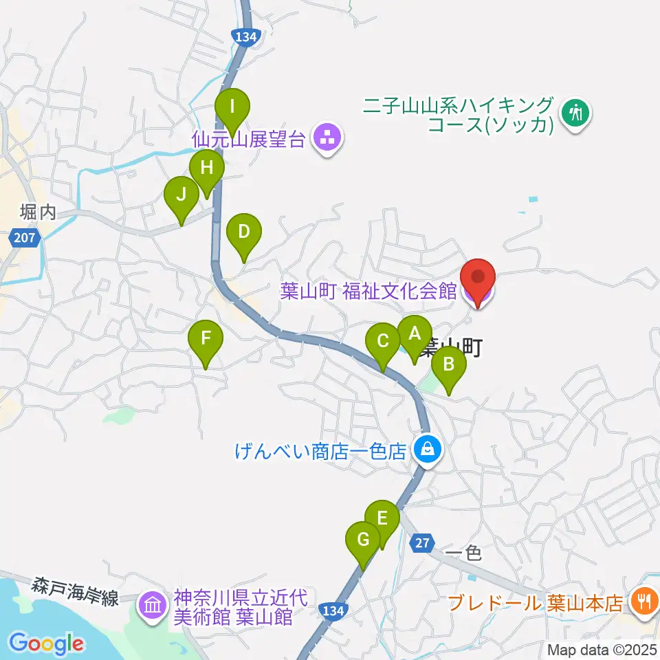 葉山町福祉文化会館周辺の駐車場・コインパーキング一覧地図