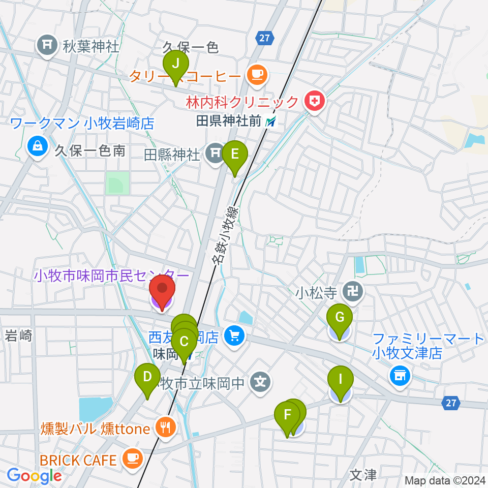 小牧市味岡市民センター周辺の駐車場・コインパーキング一覧地図