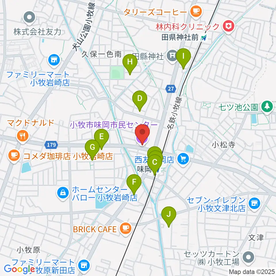 小牧市味岡市民センター周辺の駐車場・コインパーキング一覧地図