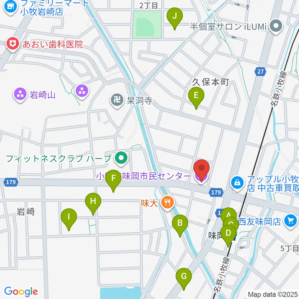 小牧市味岡市民センター周辺の駐車場・コインパーキング一覧地図
