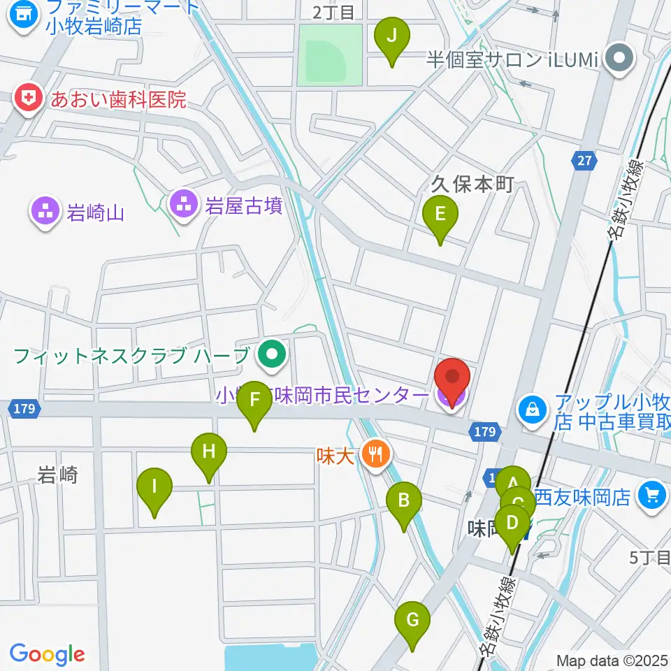 小牧市味岡市民センター周辺の駐車場・コインパーキング一覧地図