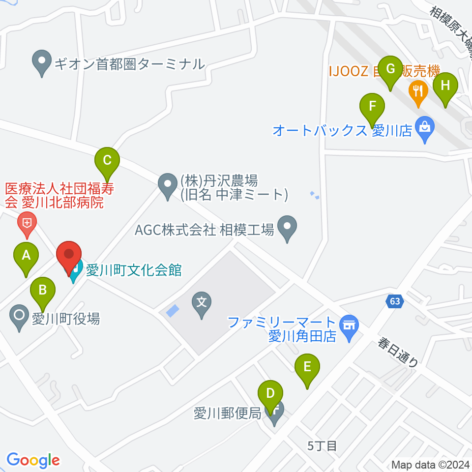 愛川町文化会館周辺の駐車場・コインパーキング一覧地図