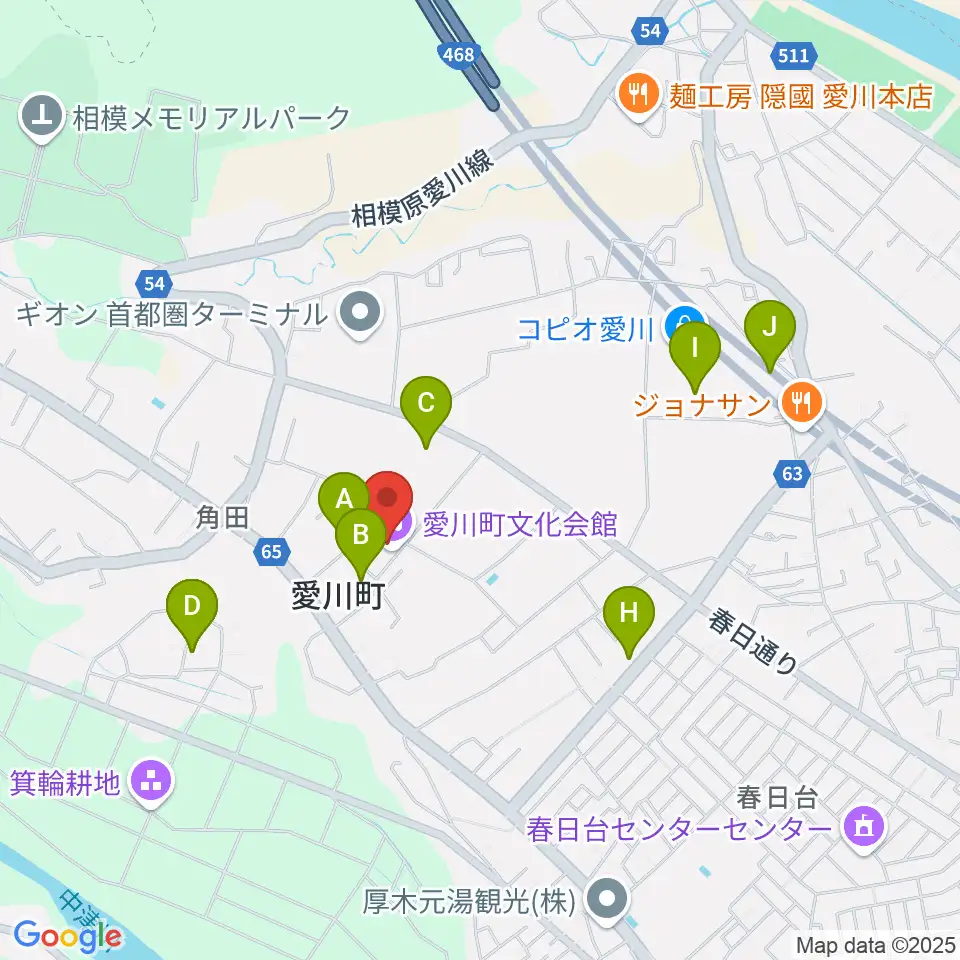 愛川町文化会館周辺の駐車場・コインパーキング一覧地図