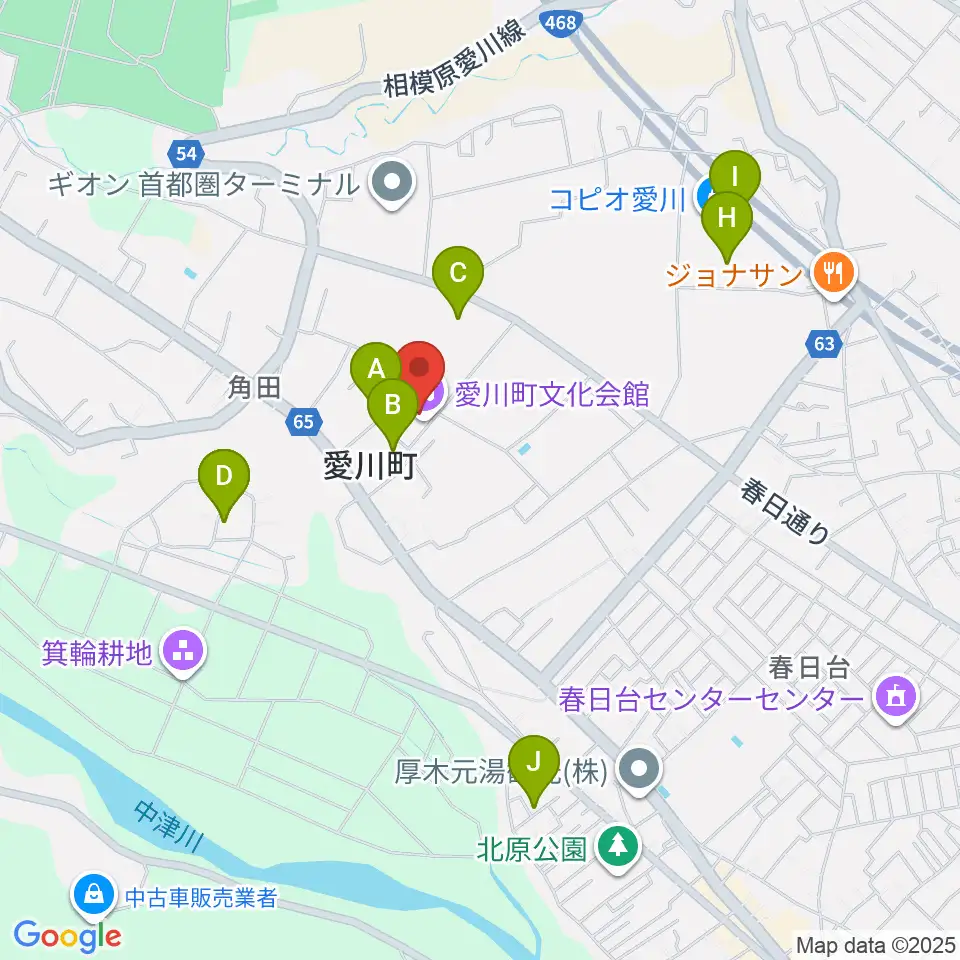 愛川町文化会館周辺の駐車場・コインパーキング一覧地図