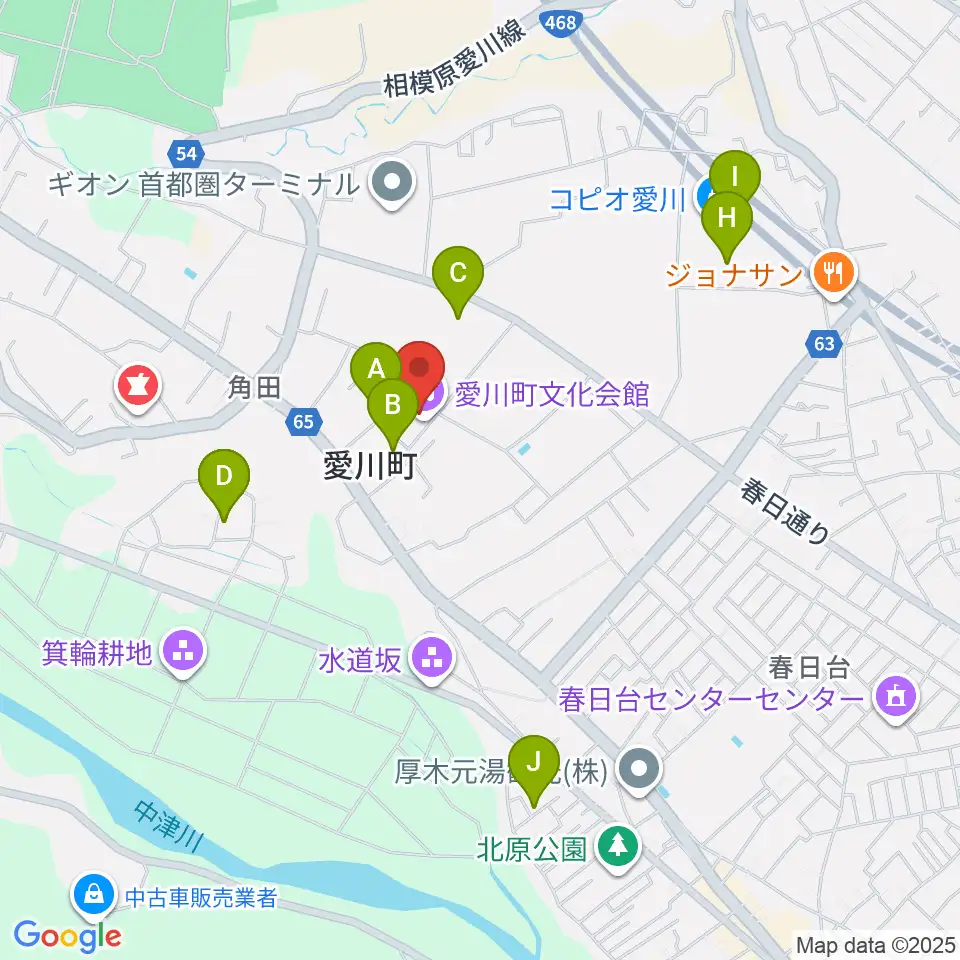 愛川町文化会館周辺の駐車場・コインパーキング一覧地図